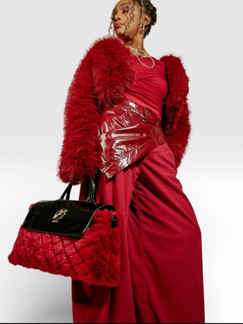 Naji - Maroon Red Fur (XL) — worn